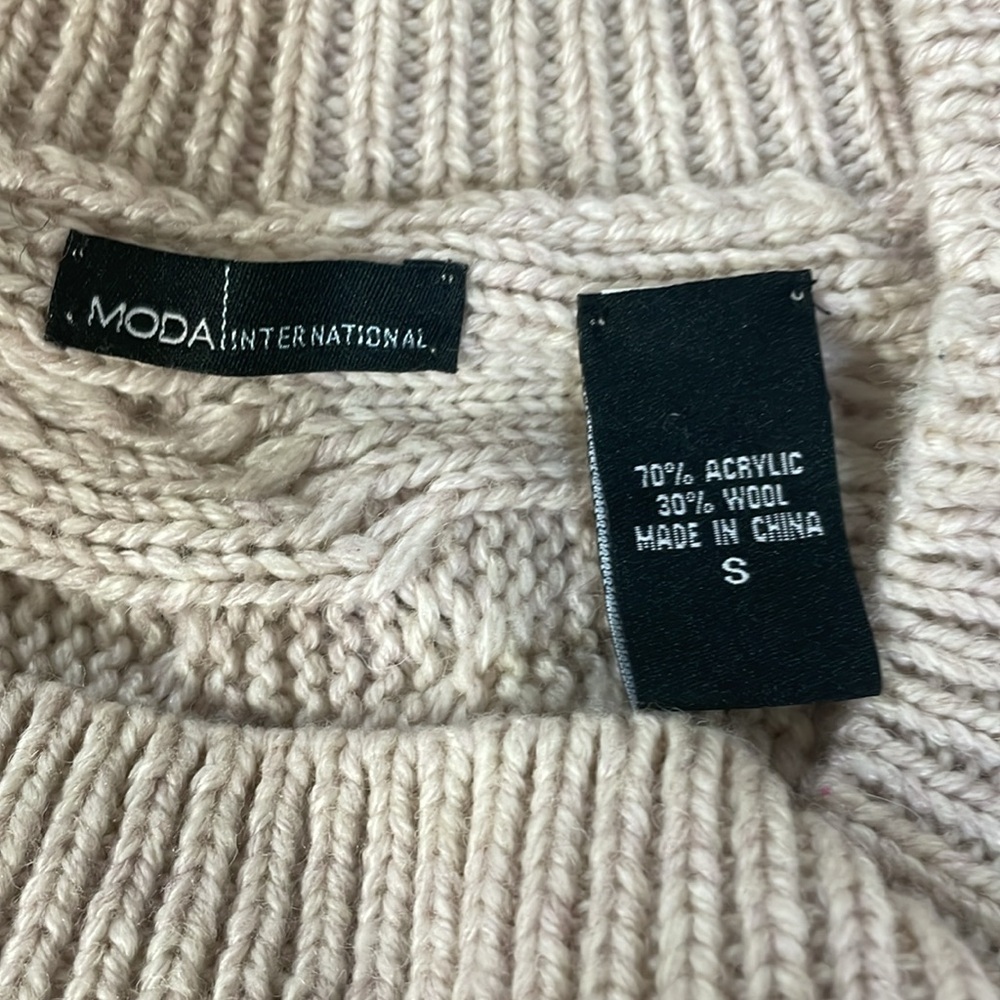 VTG Moda International Victoria Secret Tan Cable Knit Sweater Dress Size Small - Picture 7 of 9
